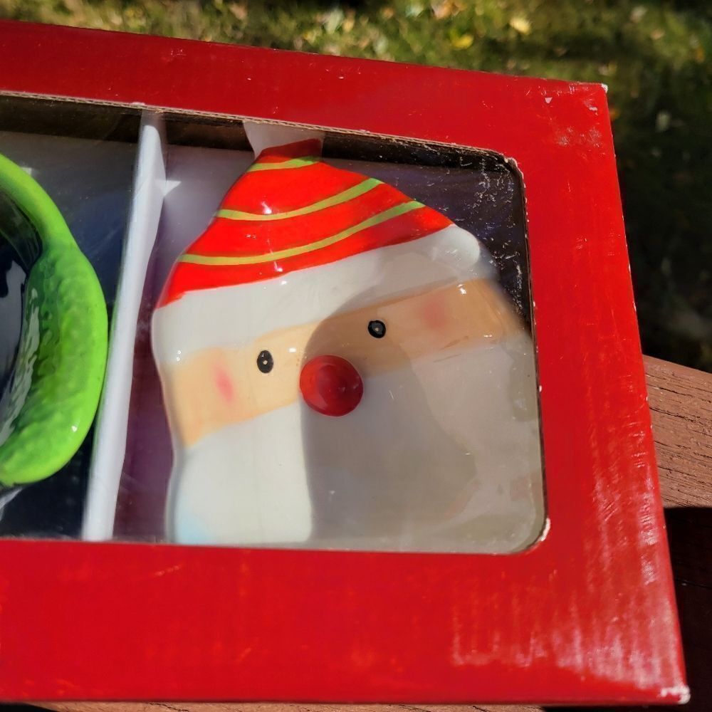 Holiday Themed Ceramic Condiment Dishes Set of 3 New In Box - Picture 4 of 8